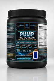 Citrus blast pre-workout supplement tub with black lid and nutrition panel