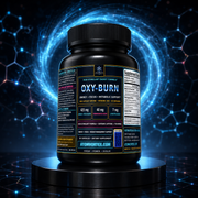 Energy supplement bottle showing ingredient panel on back, ribbed screw cap.