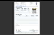 Certificate of analysis document for dietary supplement with stamped signature