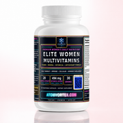 Women multivitamin bottle with white cap, front label, 60 vegetable capsules