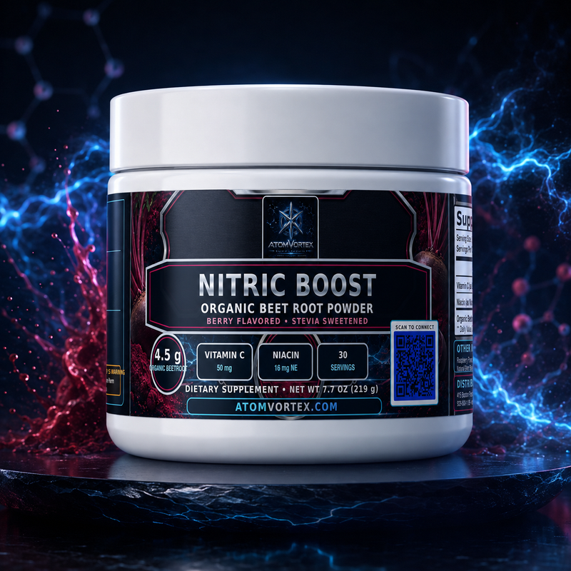 Nitric Boost organic beet root powder supplement jar with front label