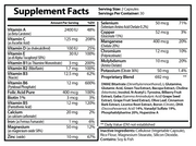 Atom Vortex Neuro Plus supplement facts label, serving size 2 capsules
