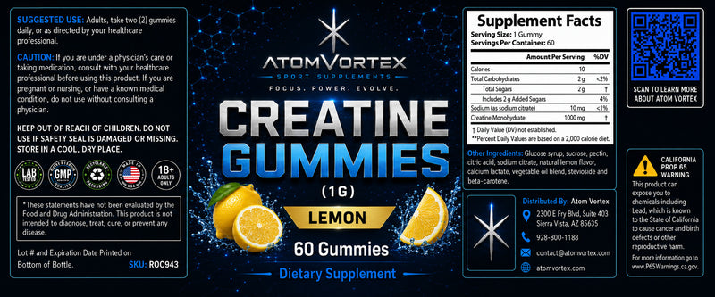 Atom Vortex Creatine Gummies — Lemon