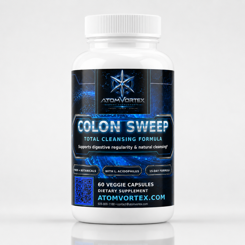 Dietary supplement bottle with blue label and white screw cap